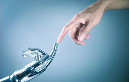 robot hand touch human hand