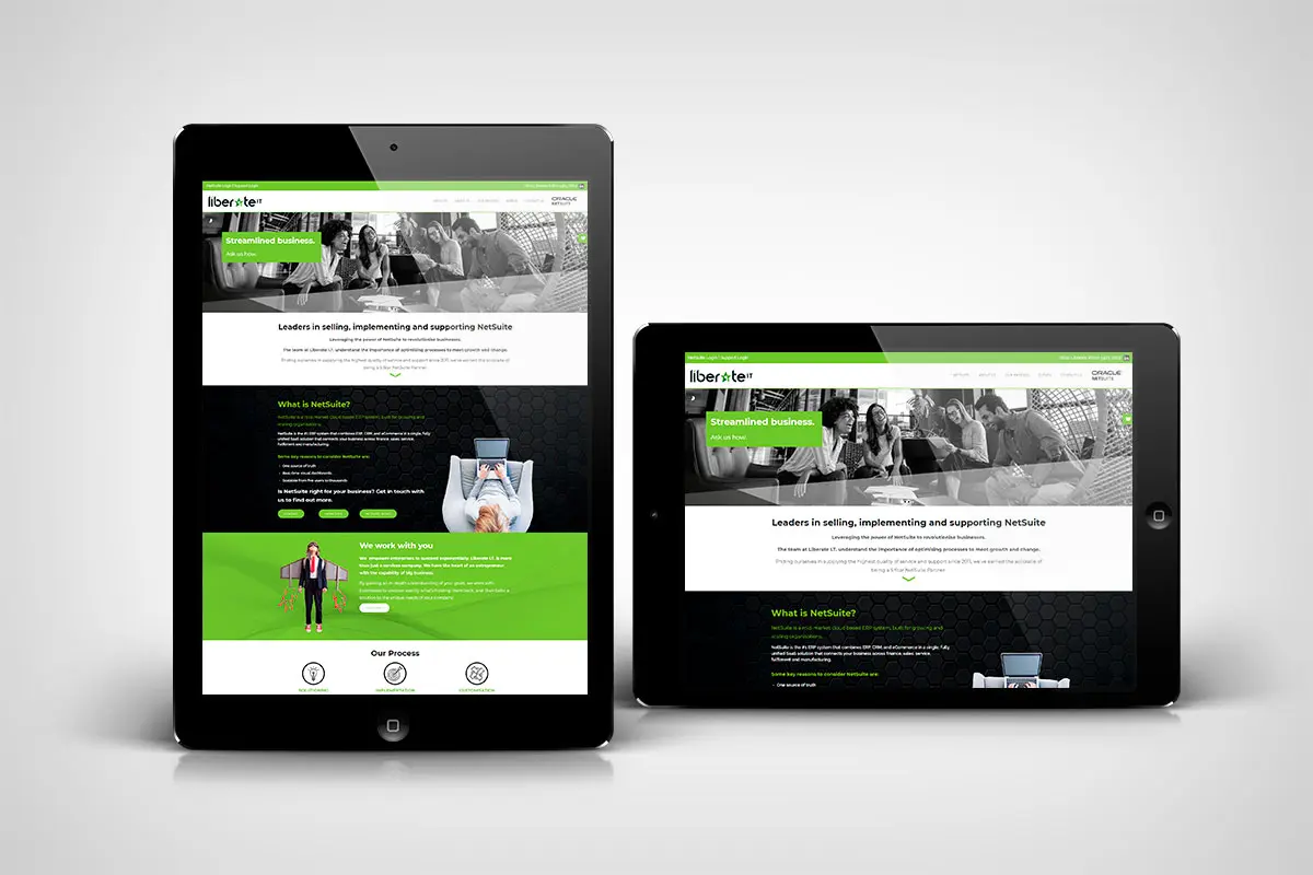 Liberate I.T. website shown on tablet devices