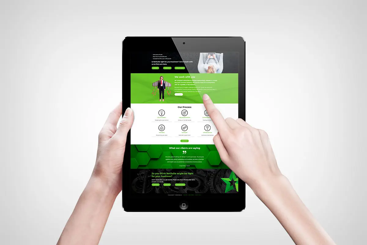 Liberate I.T. website shown on tablet device